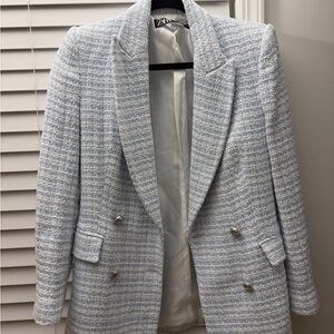 Zara Light Blue Tweed Jacket